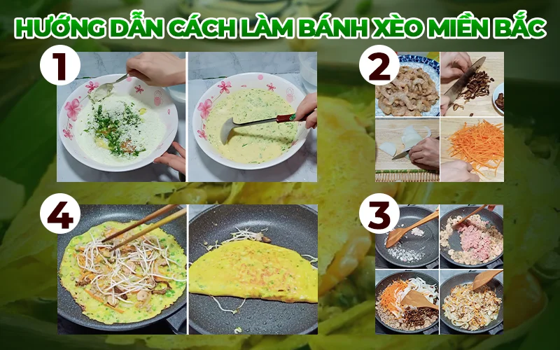 Cách làm bánh xèo miền Bắc giòn rụm, vàng ươm