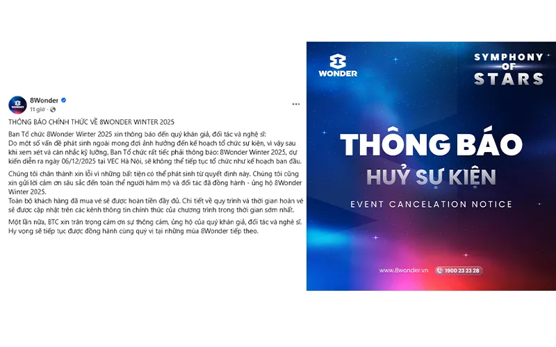 Thông báo chính thức hủy show 8Wonder Winter 2025