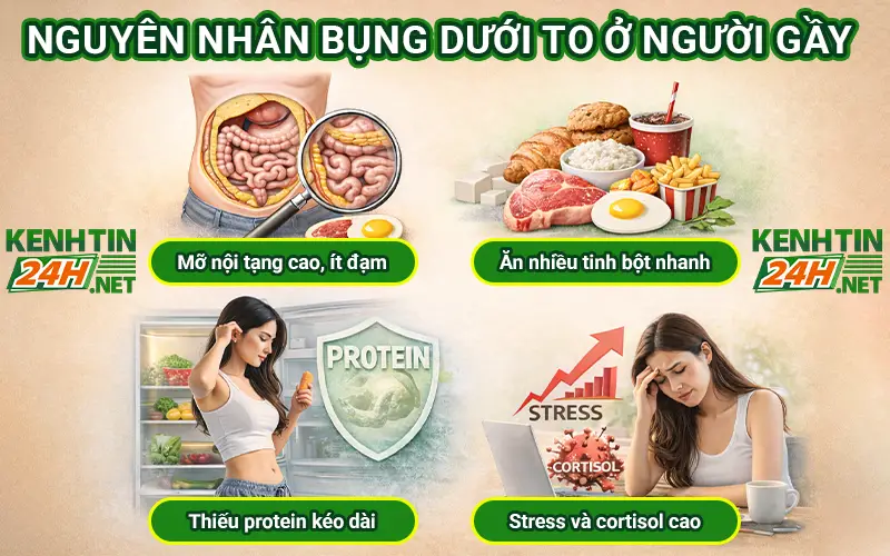 Nguyên nhân người gầy nhưng bụng dưới to