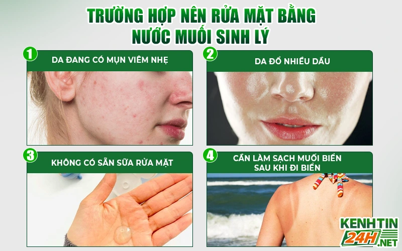 Trường hợp nên rửa mặt bằng nước muối