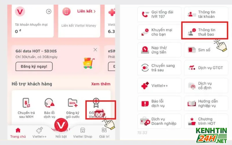 Xác minh sim chính chủ qua ứng dụng My Viettel