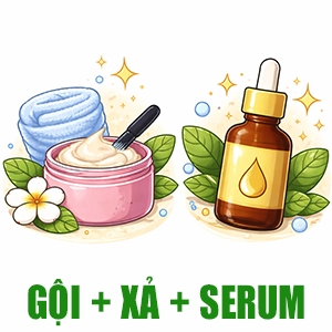 Gội + xả + serum cho tóc khô xơ