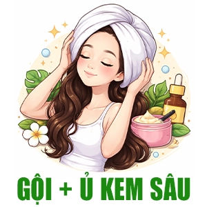 Gội + ủ kem sâu cho tóc khô xơ