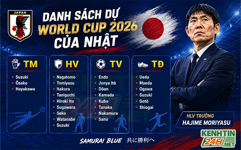 Danh sách đội hình Nhật Bản tại World Cup 2026