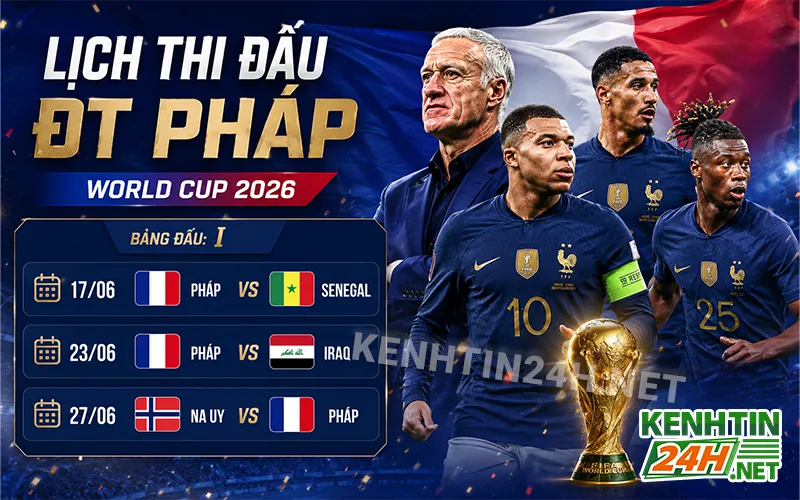 Lịch thi đấu tuyển Pháp tại World Cup 2026 