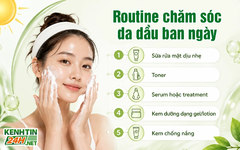 Cách chăm sóc da dầu ban ngày