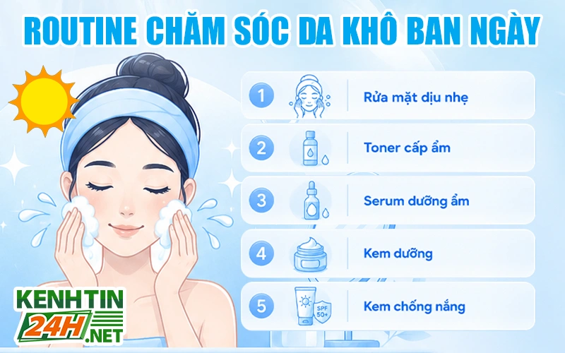 Các bước chăm sóc da khô ban ngày