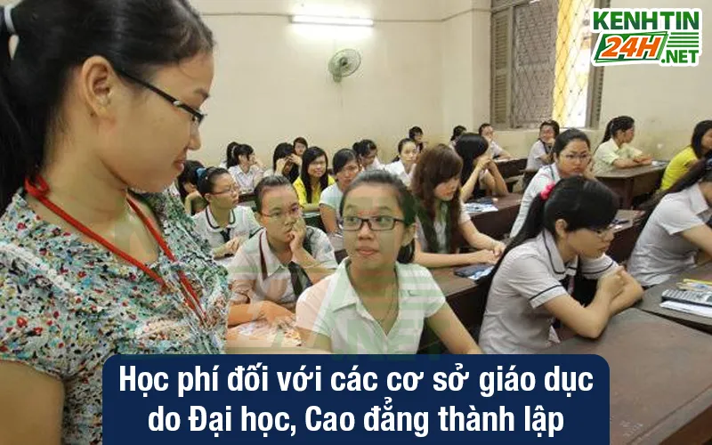 Học phí đối với các cơ sở giáo dục do Đại học, Cao đẳng thành lập